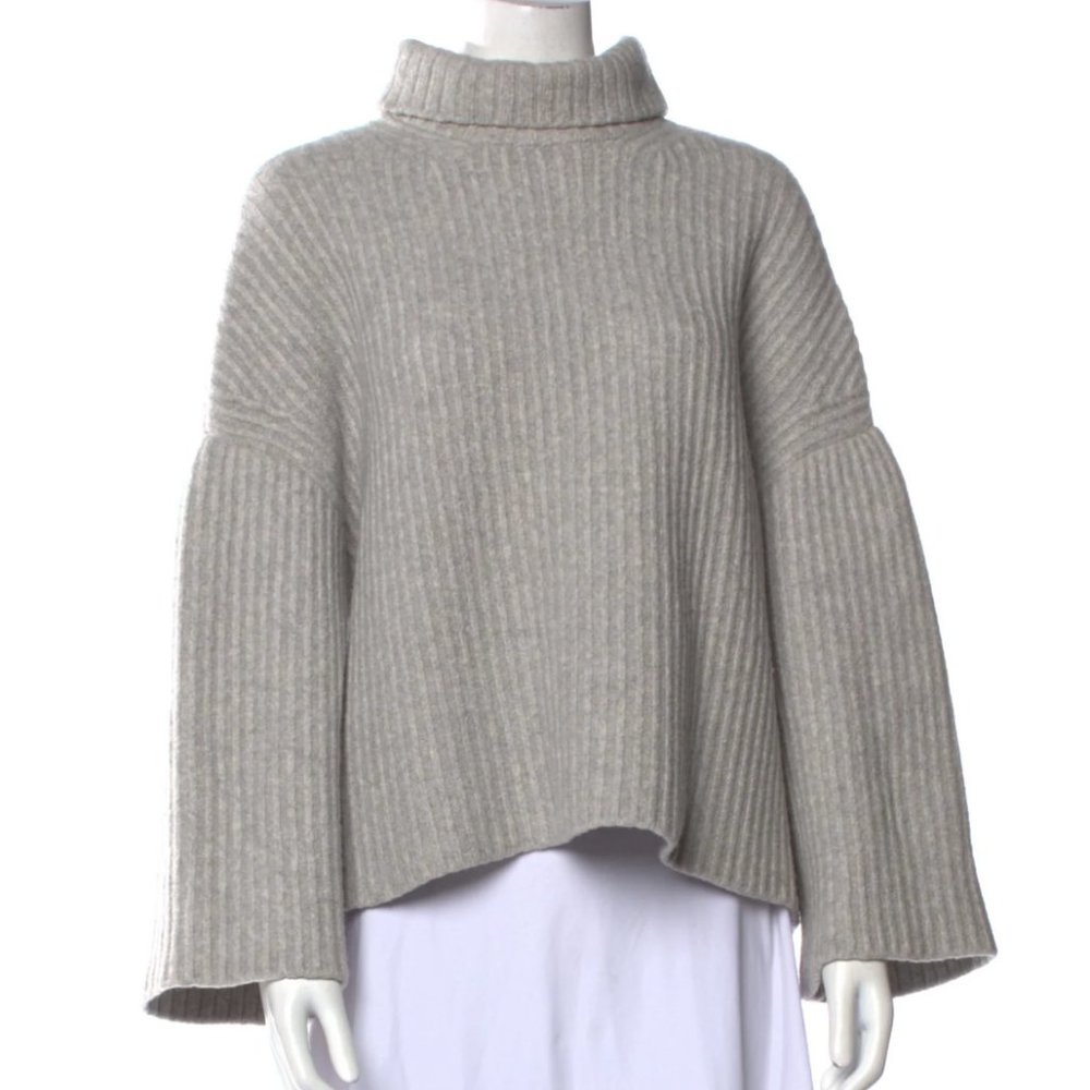 Nanushka Virgin Wool Turtleneck Grey Three-Quarter Sleeve